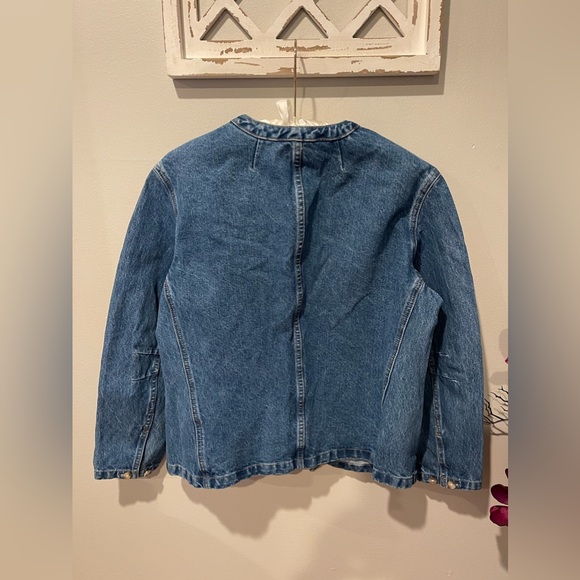 J. Crew Simone Relaxed Denim Jacket Open Front Collarless In Blue Size S - Picture 4 of 16